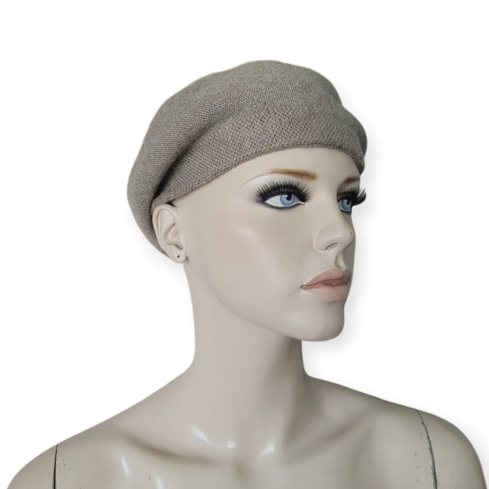 Tan Wool And Cashmere Blend Beret Hat